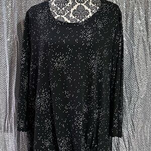 Lane Bryant Black Top with White Dots